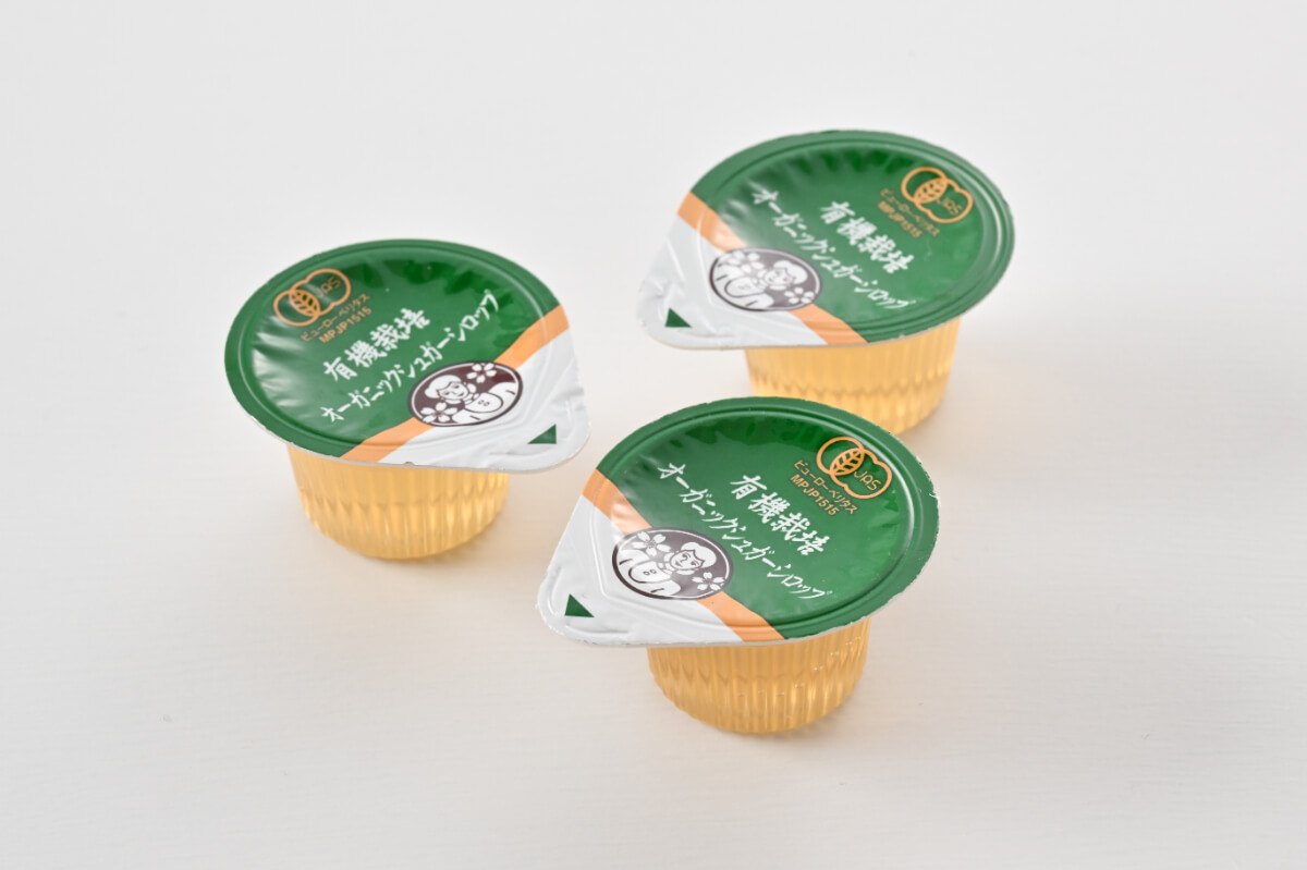 プラス200円(税込)で、豆乳と相性バツグンの有機シロップ3個をお付けできます。